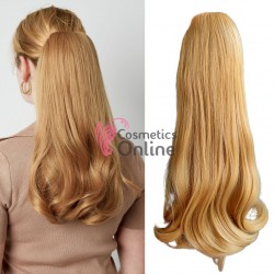 Extensie de par coada tip Mesa usor ondulata cu elastic de 48 cm Blond Inchis 39054 